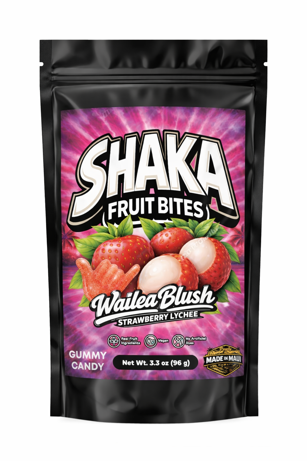 Shaka Fruit Bites - Wailea Blush – Strawberry Lychee Gummies (3.3 oz)