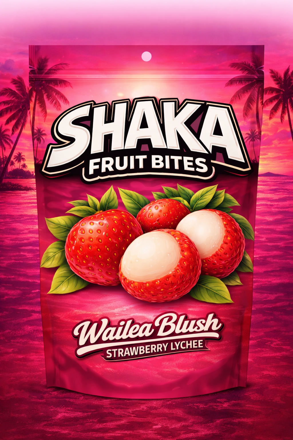 Shaka Fruit Bites - Wailea Blush – Strawberry Lychee Gummies (3.3 oz)