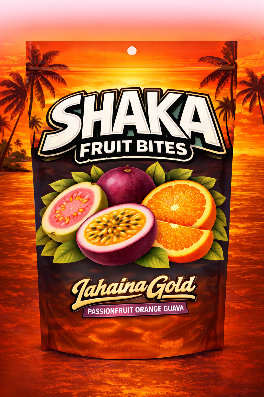 Shaka Fruit Bites - Lahaina Gold – Passionfruit Orange Guava Gummies (3.3 oz)