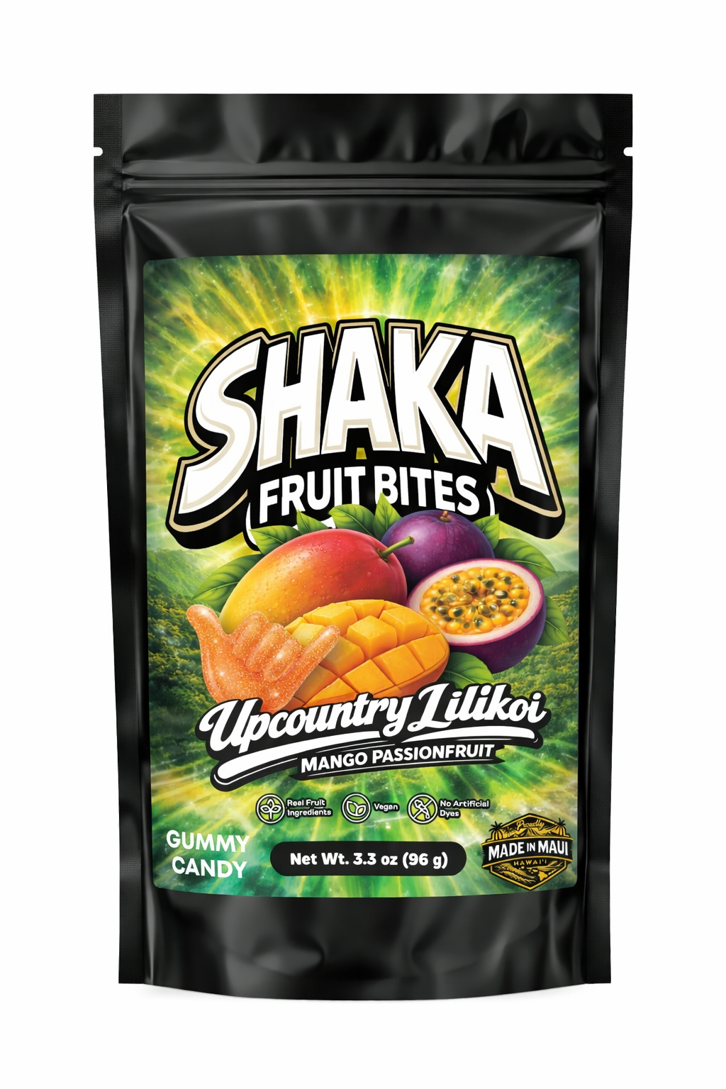 Shaka Fruit Bites - Upcountry Lilikoi – Mango Passionfruit Gummies (3.3 oz)